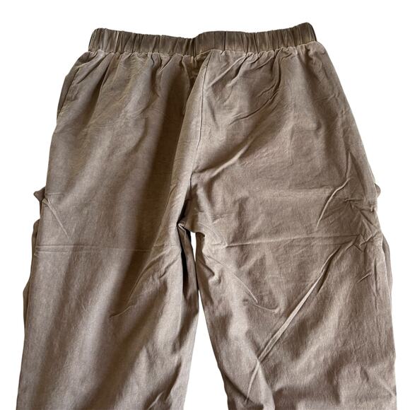 Pretty Angel Tan Brown Linen Blend Pull On Tapered Pants Artsy Eclectic Medium - Picture 6 of 8